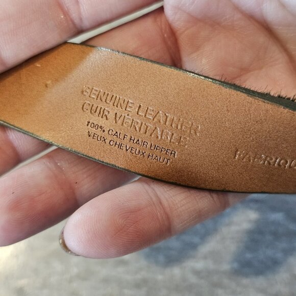 Halogen Belt Womens Trouser Fit Olive Green Leather Calf Hair Sz M 32-38" Waist - Picture 6 of 11